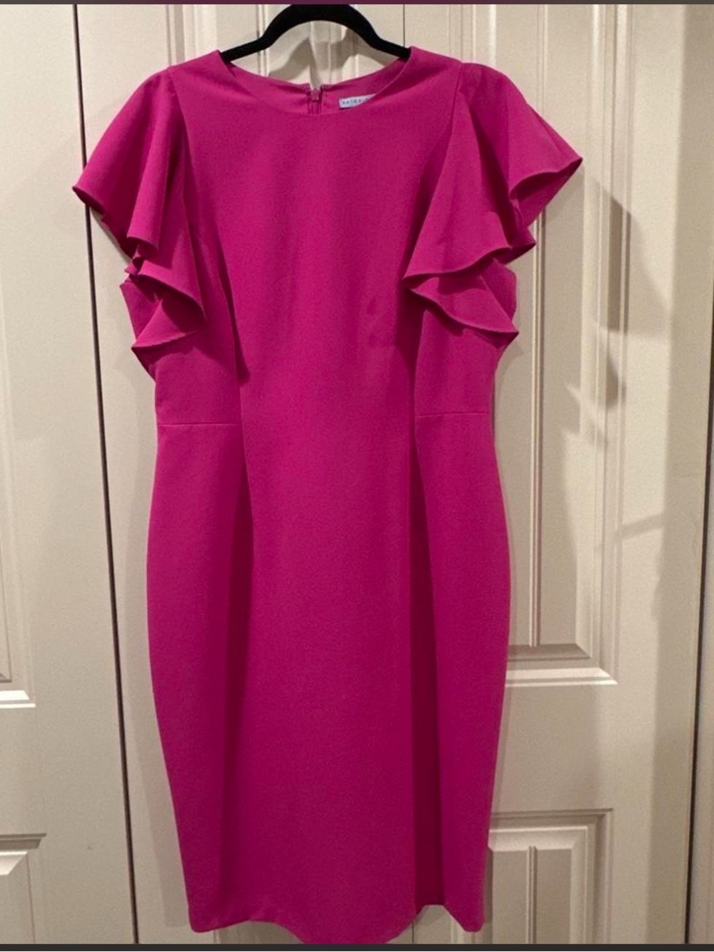 Antonio Melani Pink Midi Dress with Ruffled Sleeves